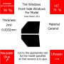 Per Tesla ModelY 2021 Finestrini laterali anteriori VLT 70 2mil Colla Riutilizzabile Durata Lungo UV e infrarossi 99
